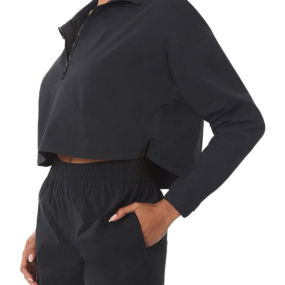 WeWoreWhat Black Nylon Windbreaker Cropped Jacket and Shorts SET Like New